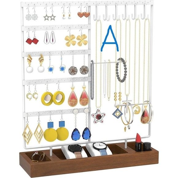 New Earring Holder,Ear Stud Holder with Wooden Tray,Jewelry Organizer Ho… - Picture 3 of 4